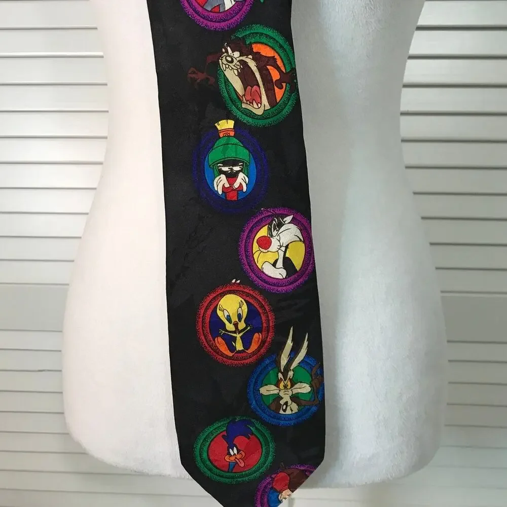Warner Bros. Vintage Looney Tunes Characters Classic Wide Tie 1990’s 58”